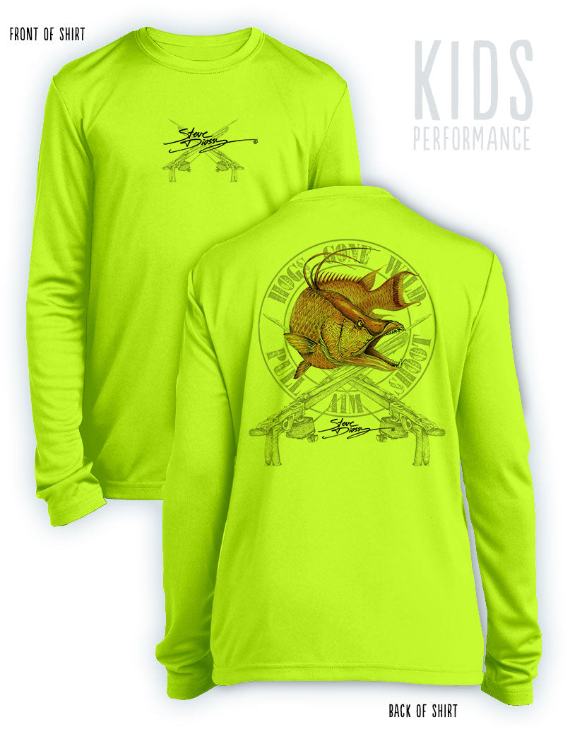 Hogs Gone Wild- KIDS Long Sleeve Performance - 100% Polyester